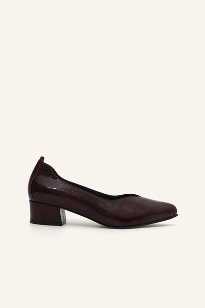 MARCATELLI Bordo Kroko Topuklu Ayakkabı