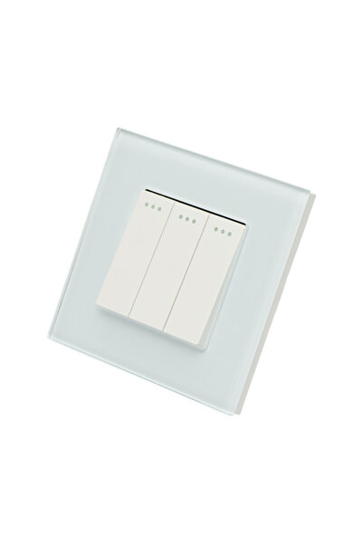 UTB Intrerupator triplu cap scara alb incastrat 220V, 16AX, indicator luminos...