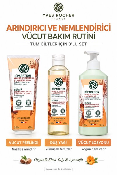 Yves Rocher Shea ve Aynısefa Özlü Yoğun Besleyici Vücut Bakım Seti - Peeling,...
