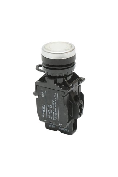 UTB Buton comanda iluminat LED 24V AC/DC alb cu revenire 1NO+1NC, 10A/600V AC...