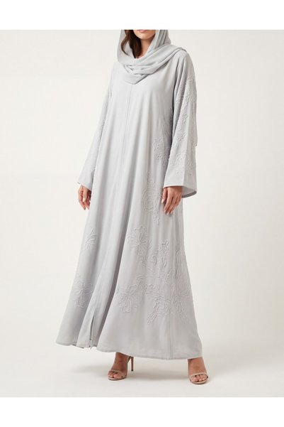 Veil by Aisha Ice blue Abaya with Handmade Detailing