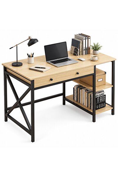 Rebiko Birou pentru computer în stil industrial loft, cu sertare și rafturi, ...