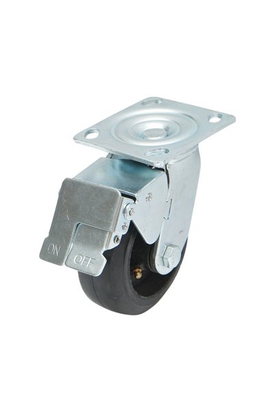 UTB Roata pivotanta industriala 125x50mm cu frana, cauciuc plin negru, placa ...