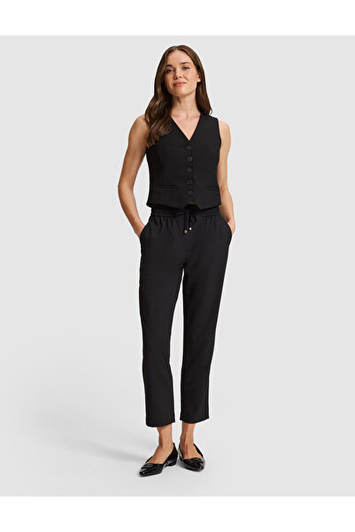 Pierre Cardin Pantaloni negri din pânză Carrot Fit 50332776-VR046