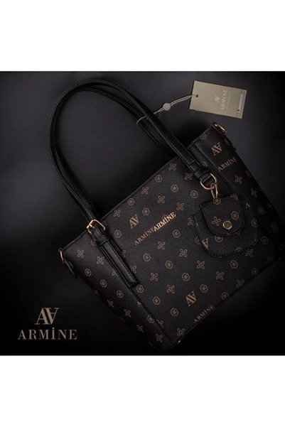 Armine Asm349 Black Printed Women's Hand & Shoulder Bag