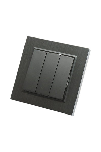 UTB Intrerupator triplu negru incastrat 220V, 10AX, ABS 80x80mm