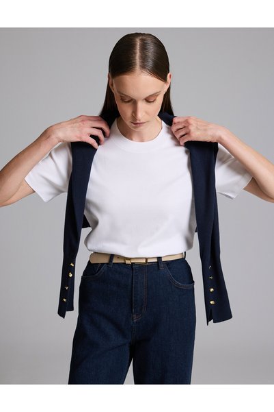 Pierre Cardin تي شيرت أبيض بقصة عادية 50336072-VR013