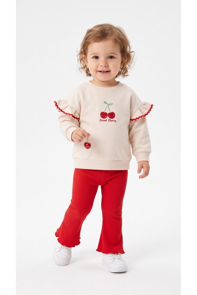 Mışıl Kids Sweet Cherry Printed Ruffle Girls' Set