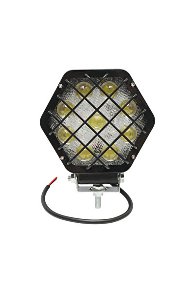 UTB Lampa proiector hexagonal cu grilaj metalic negru, 9 LED-uri, unghi de ra...