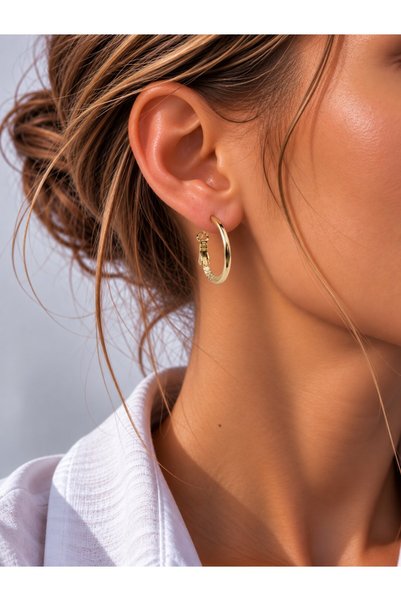 Sacha Accessories Thin Form Gold Hoop Earrings