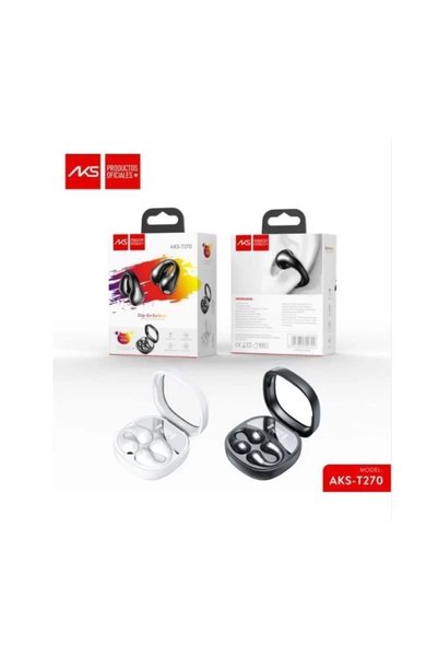 OEM Ασύρματα Clip-on Ear ακουστικά Bluetooth AKS-T270, σε λευκό χρώμα