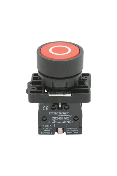 UTB Κουμπί εντολής STOP, κόκκινο, με επαναφορά, 1NC, 400V/10A, LAY5, Breckner...