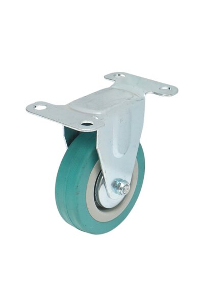 UTB Roata fixa 75x21mm fara frana, cauciuc plin albastru, placa otel 100x59mm...