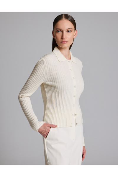 Pierre Cardin Cardigan tricotat slim fit ecru 50331399-VR019
