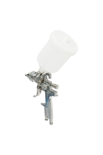 UTB Pistol de vopsit cu aer comprimat 0.6L, cupa din plastic in partea de sus...