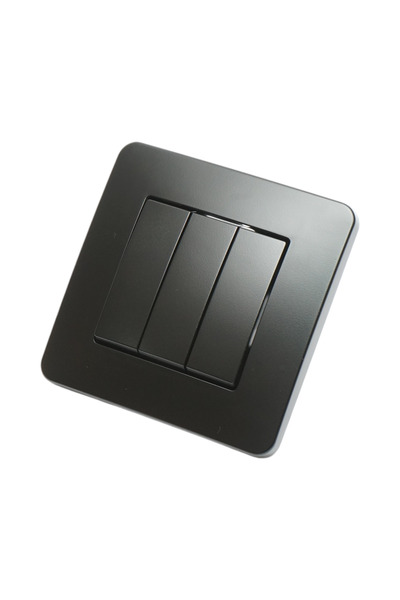 UTB Intrerupator triplu negru incastrat 220V, 10AX, PC 80x80mm