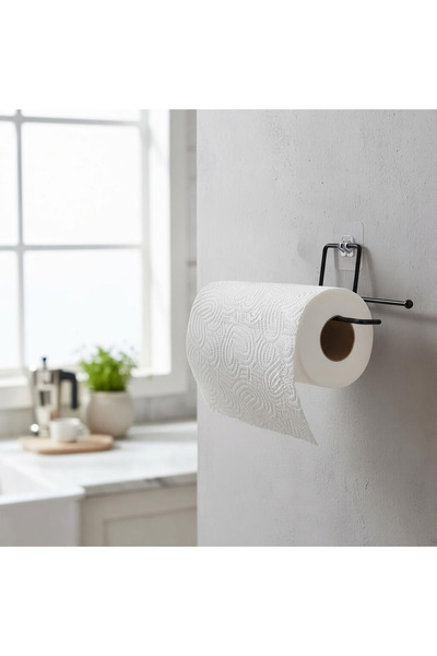 decorelax Self-Adhesive Black Paper Towel Holder & Napkin Holder - No Drilling, No Screws, No-Assembly Kitchen & Bathroom Hanger