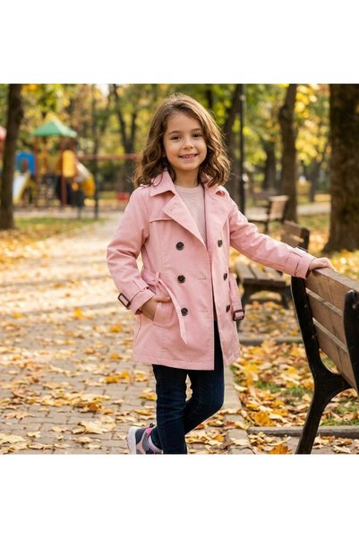 Verscon Kız Çocuk Pembe Trençkot