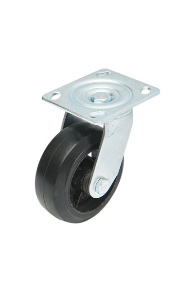 UTB Roata pivotanta industriala 125x50mm fara frana, cauciuc plin negru, plac...