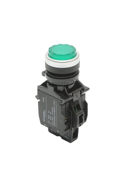 UTB Buton comanda iluminat convex LED 24V AC/DC verde cu revenire 1NO+1NC, 10...