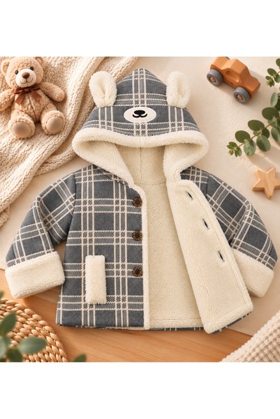 a baby كارديجان منقوش مبطن بقماش ناعم