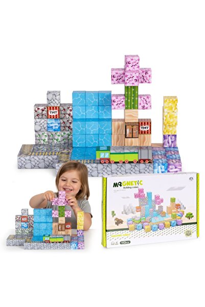 MultiStore Blocuri magnetice de construcție pentru copii, 112 piese, multicol...
