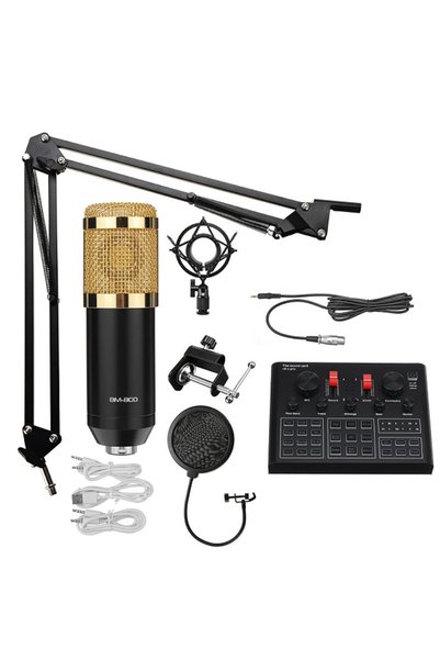Andowl Κάρτα Ήχου Bluetooth Q-MIC580 με Μικρόφωνο 3.5mm, Βάση και Pop Φίλτρο
