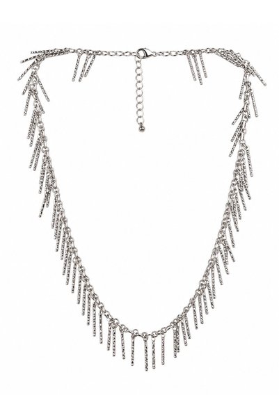 Sacha Accessories Rod Row Short Silver Necklace