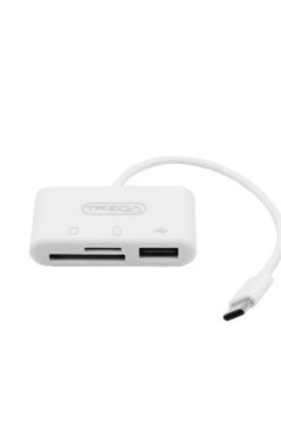 Treqa USB Hub OTG και Αναγνώστης Καρτών TF/SD με Βύσμα USB Type-C USB-5-TC Λευκό