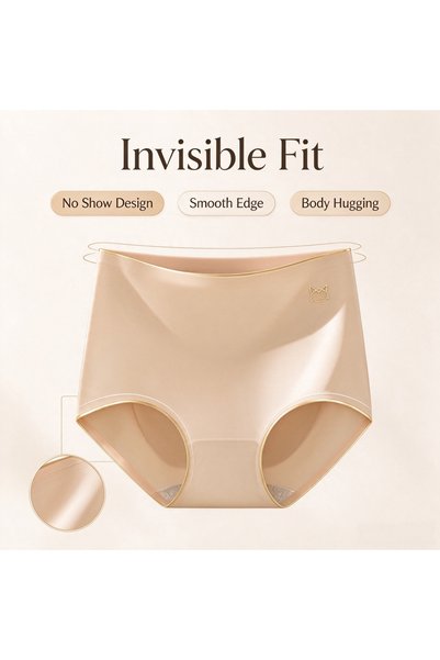 MiiOW Women High Waist Seamless Underwear, Soft Breathable No Show Panties, 4 Pack Ladies Stretch Briefs for Daily Wear