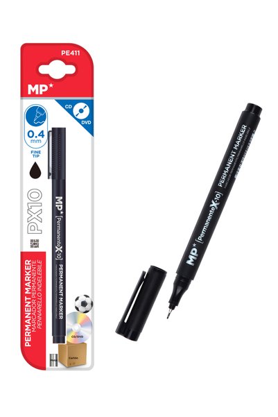 MP ανεξίτηλος μαρκαδόρος PE411, πάχος μύτης 0.4mm, μαύρος