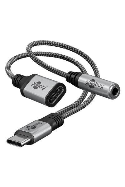 goobay αντάπτορας USB-C σε 3.5mm & USB-C 74524, 60W, 480Mbps, γκρι