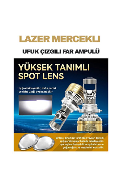 Oto Çizgi Opel Corsa B 1993 - 2000 Mercek Led Ufuk Çizgili Far Ampulü Led Şimşek Etkili