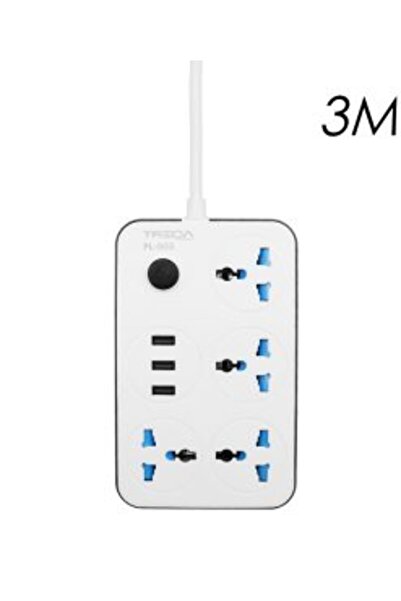 Treqa Πολύπριζο Ασφαλείας 4 Θέσεων EU/UK/US/CN με Διακόπτη, 3 Θύρες USB και Κ...