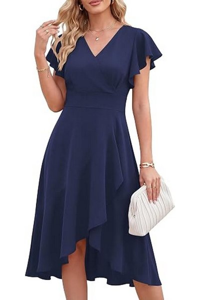 DRESSTELLS Rochie de cocktail pentru femei, semi-formala, midi, linie A, cu v...