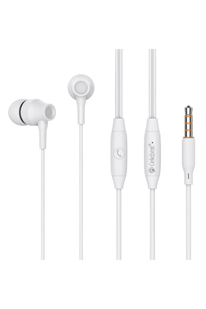 Celebrat earphones με μικρόφωνο G25, 3.5mm σύνδεση, Φ10mm, 1.2m, λευκά