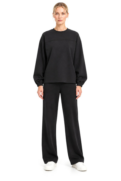 Perspective Comfortable Cut Double Tracksuit Set with Line Stitching Detail
