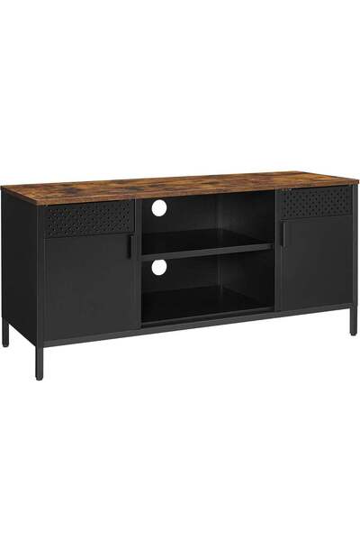 SONGMICS Comodă TV 120x40x55 cm, 3 rafturi reglabile, 2 uși, stil vintage, PA...