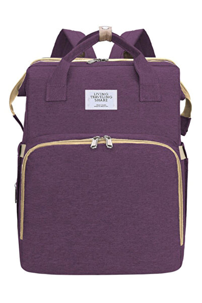 unbranded 2 in 1 τσάντα πλάτης και παιδικό κρεβατάκι TMV-0051, αδιάβροχη, μωβ