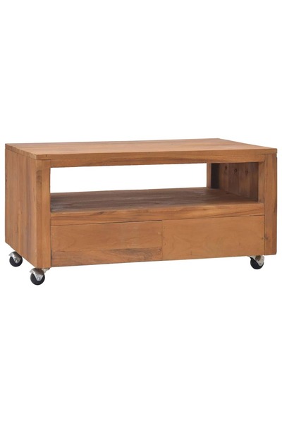 vidaxl Comodă TV cu roți, 80x50x42 cm, lemn masiv de tec