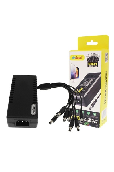 Andowl Τροφοδοτικό 12V 8A Universal με 8 βύσματα Q-DC1260 για συσκευές