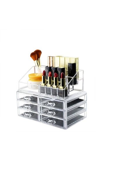 OEM Θήκη Οργάνωσης Καλλυντικών 25756-223 Διάφανη 24x20x15cm με 6 συρτάρια