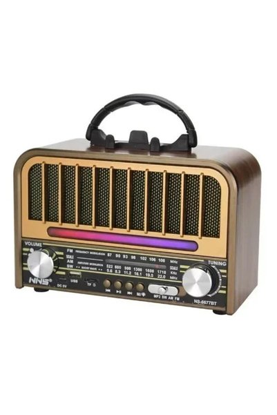 OEM Αναλογικό ραδιόφωνο BT/USB/TF/AUX καφέ NNS NS-6677BT