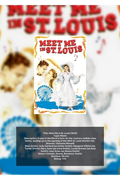 OEM Infographic Poster See You in St. Louis, Classic Romantic Film, 250g Card...