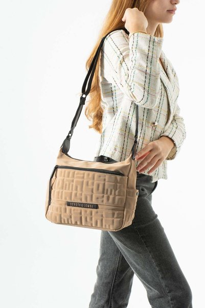 devota lomba Soft Touch Premium Gummy Fabric, Women's Shoulder Bag - Brown Mo...