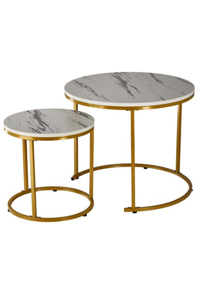 MyOfficeShop Set de 2 măsuțe de cafea stivuibile, din MDF și metal, 60x50 cm ...