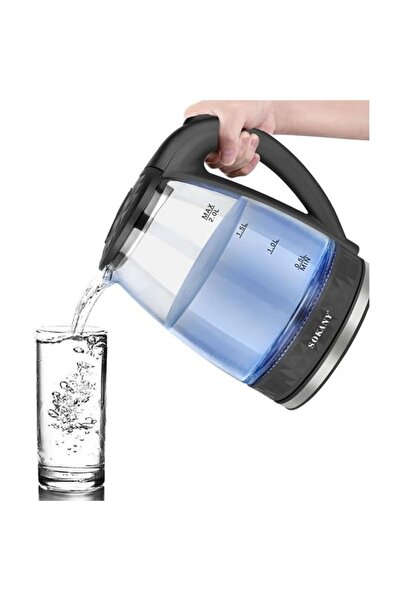 SOKANY Βραστήρας 2lt 1500W με γυάλινη κανάτα Μαύρος SK-SH-1045