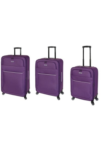 Diplomat Set de bagaje extensibile ZC 3004, Poliester, 4 roți, 3 piese, Mov