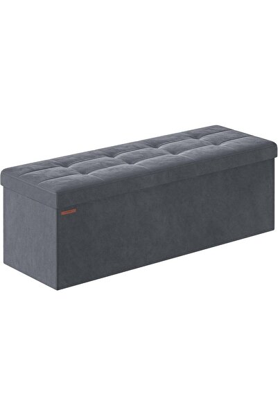 SONGMICS Bancă pliabilă cu spațiu de depozitare, catifea matlasată, 38x110x38...