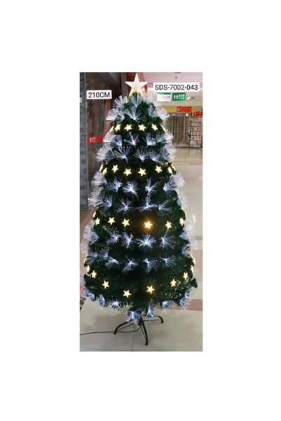 OEM Χριστουγεννιάτικο Δέντρο 210εκ. Πράσινο με LED Αστερία και Στολισμό